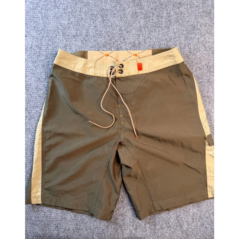 The North Face Mens 34 Green Tan Board Shorts Swim Trunks Hiking‎ Outdoor Cargo